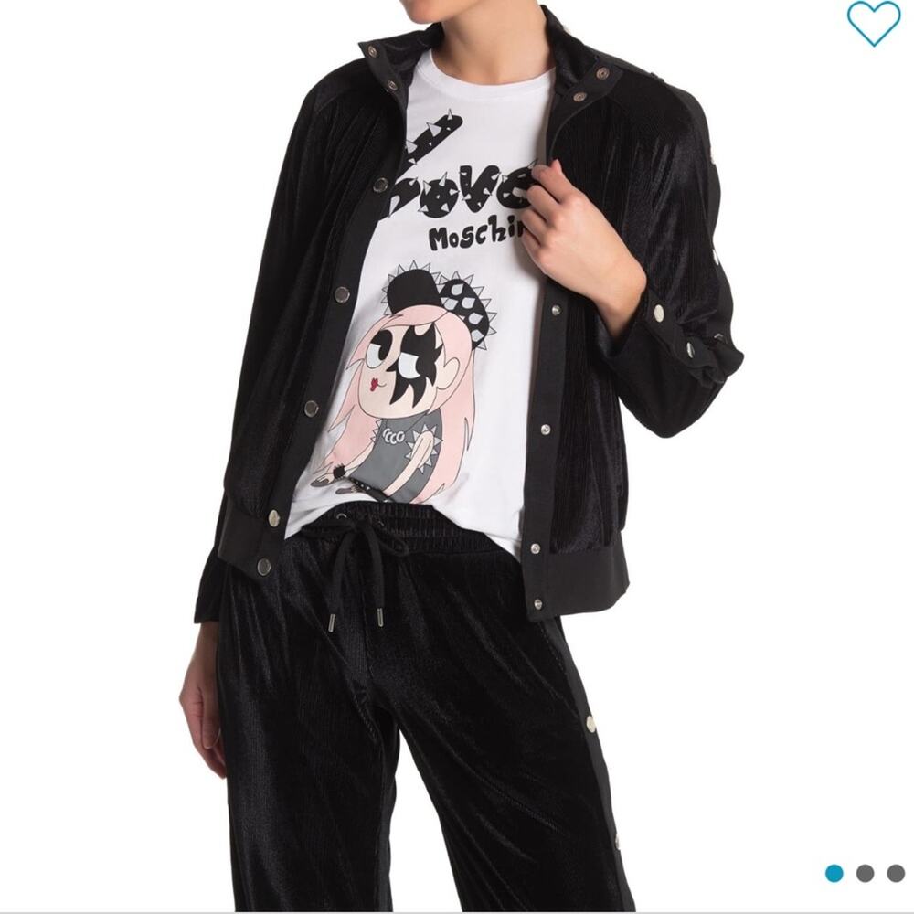 Love Moschino Black Corduroy Snap Bomber Jacket IT 44 NWT